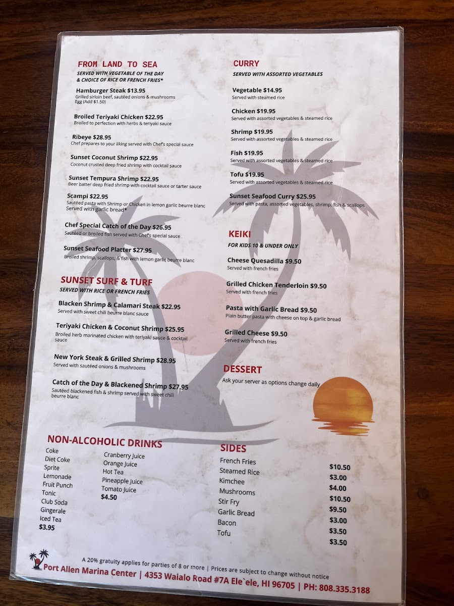 Port Allen Sunset Grill & Bar Menu - Image 3