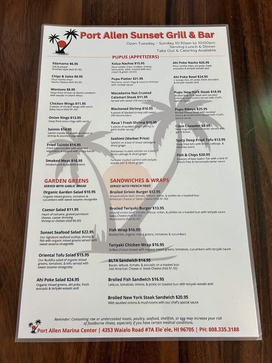 Port Allen Sunset Grill & Bar Menu - Image 4