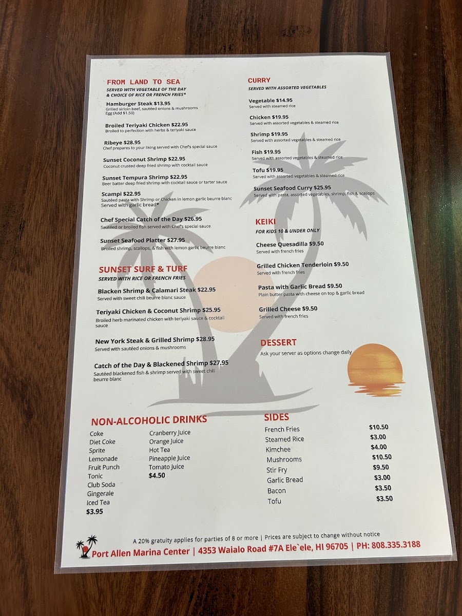 Port Allen Sunset Grill & Bar Menu - Image 6